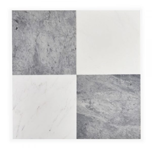 Casablanca Carrara & Bardiglio Grey Marble – Honed – 12″x12″ Checkerboard Bundle