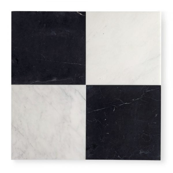 Casablanca Carrara & Nero Marquina Marble – Honed – 12″x12″ Checkerboard Bundle