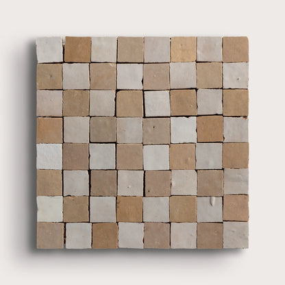 Natural White & Glazed Clay Zellige 1" Checkerboard Mosaic