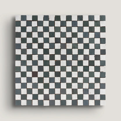 Snow & Steel Grey - 1" Checkerboard Mosaic