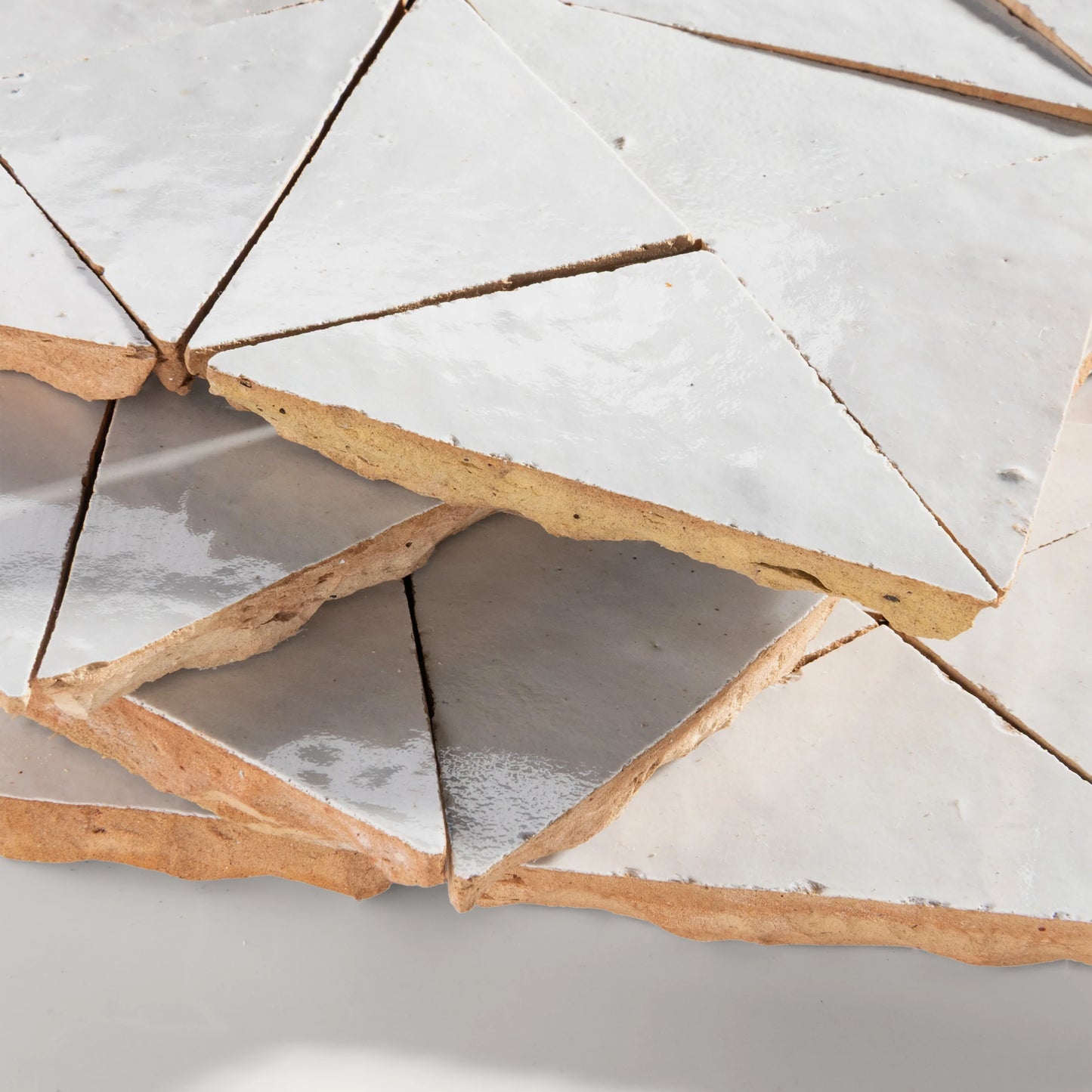 Snow White Triangle Mosaic Zellige Tile