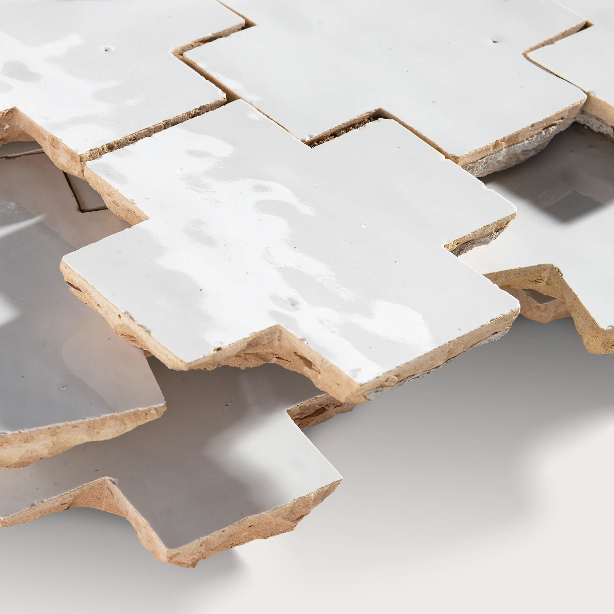 Bright White 4x4 Cross Zellige Tile