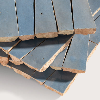 Belize Blue 1x4 Trapezoid Mosaic Zellige Tile