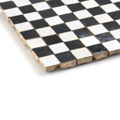 Snow & Black Zellige 1" Checkerboard Mosaic