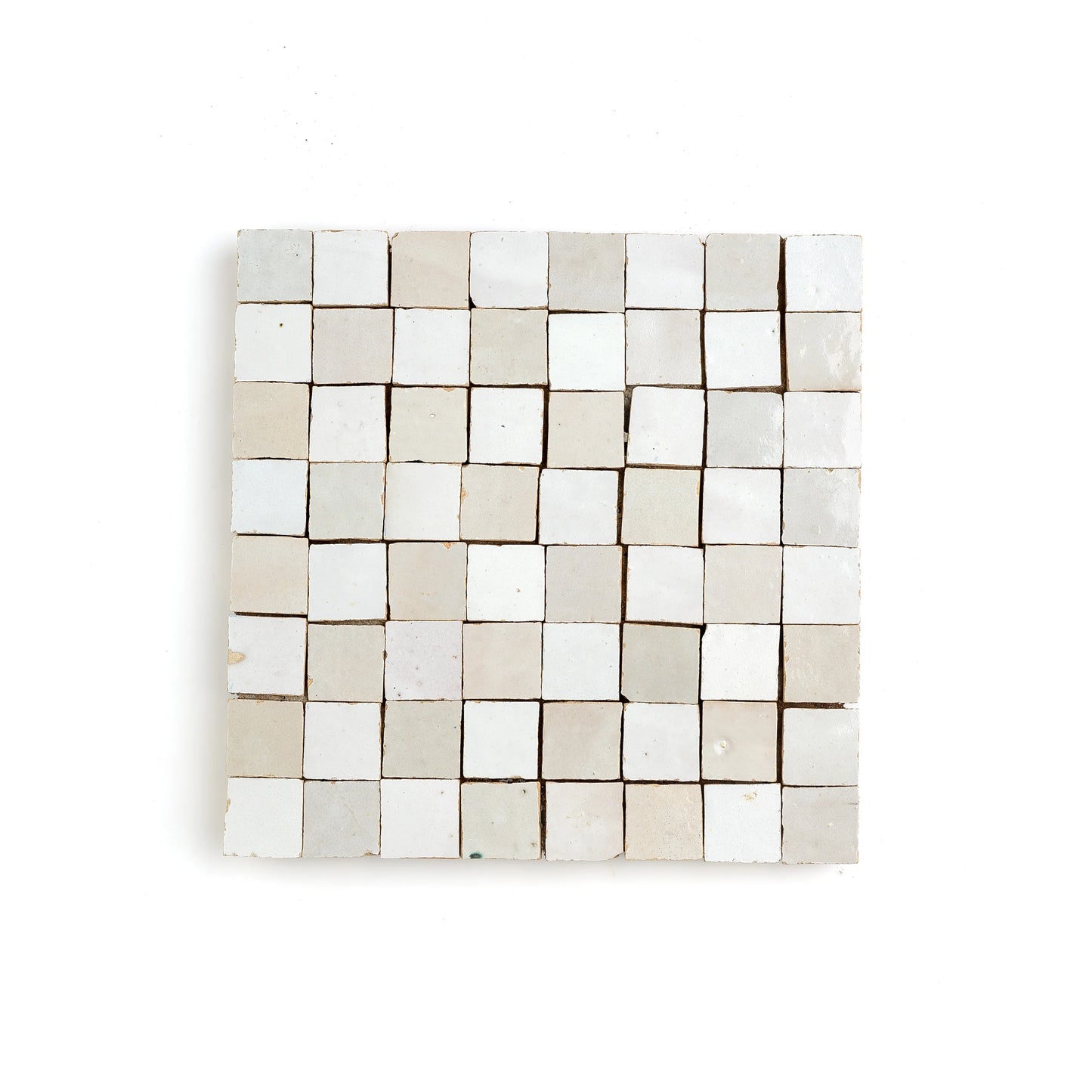 Snow & Natural White Zellige 1" Checkerboard Mosaic