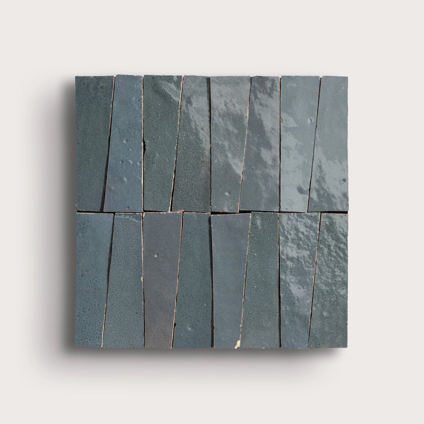Steel Grey 1x4 Trapezoid Mosaic Zellige Tile
