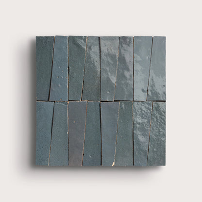 Steel Grey 1x4 Trapezoid Mosaic Zellige Tile