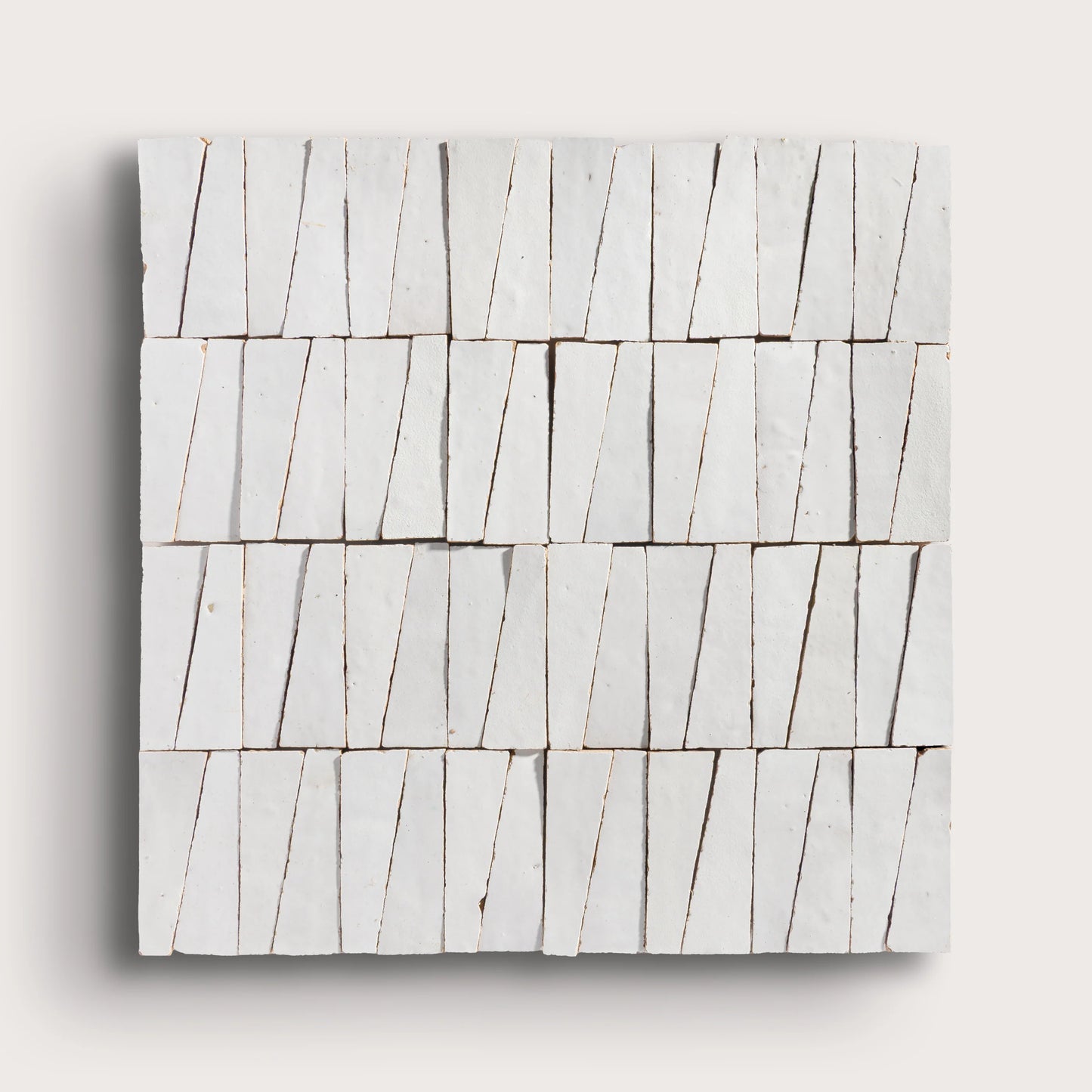 Snow White 1x4 Trapezoid Mosaic Zellige Tile
