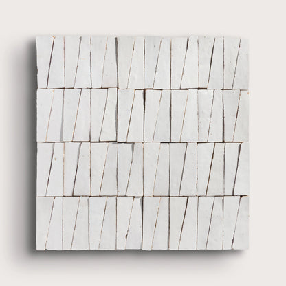Snow White 1x4 Trapezoid Mosaic Zellige Tile