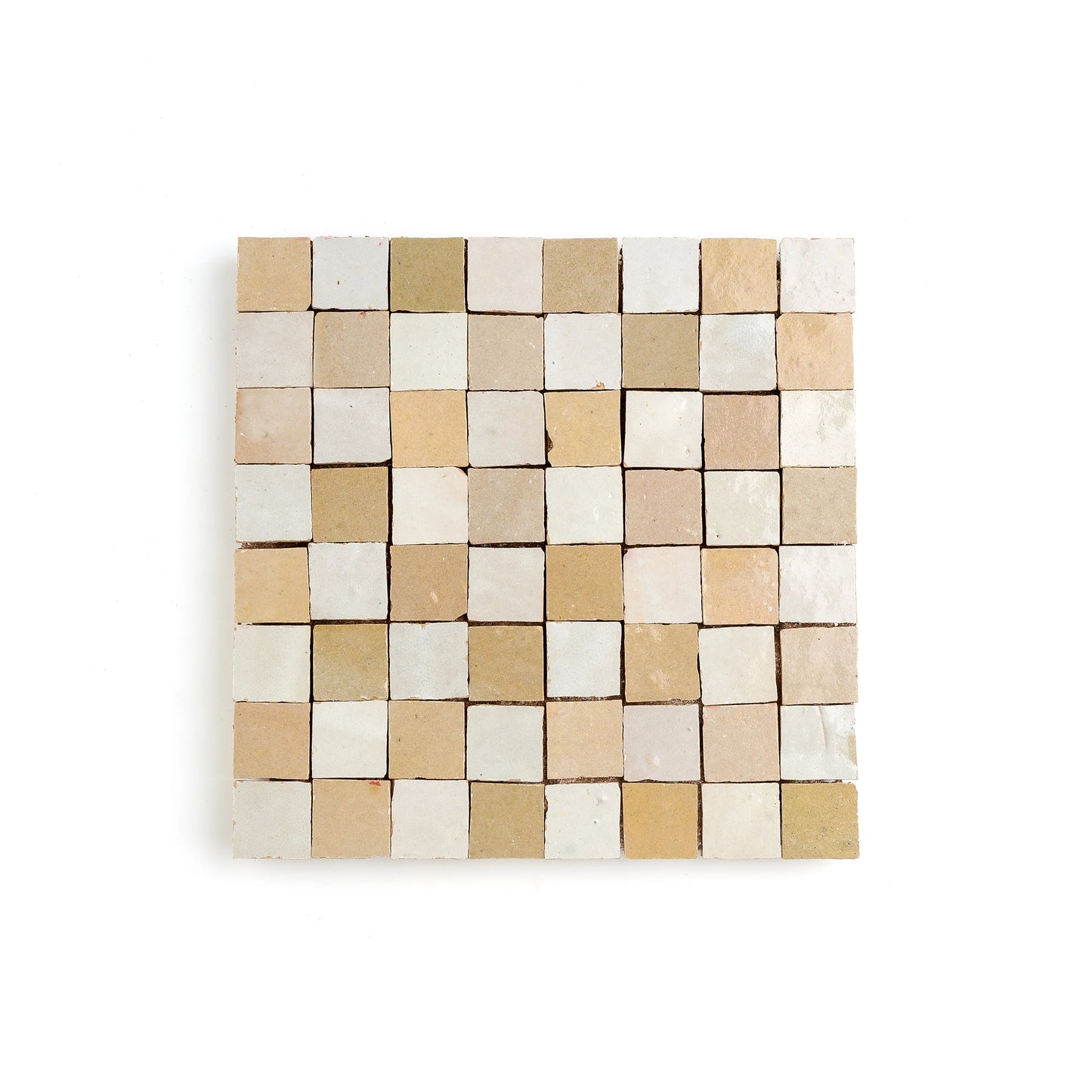 Natural White & Glazed Clay Zellige 1" Checkerboard Mosaic