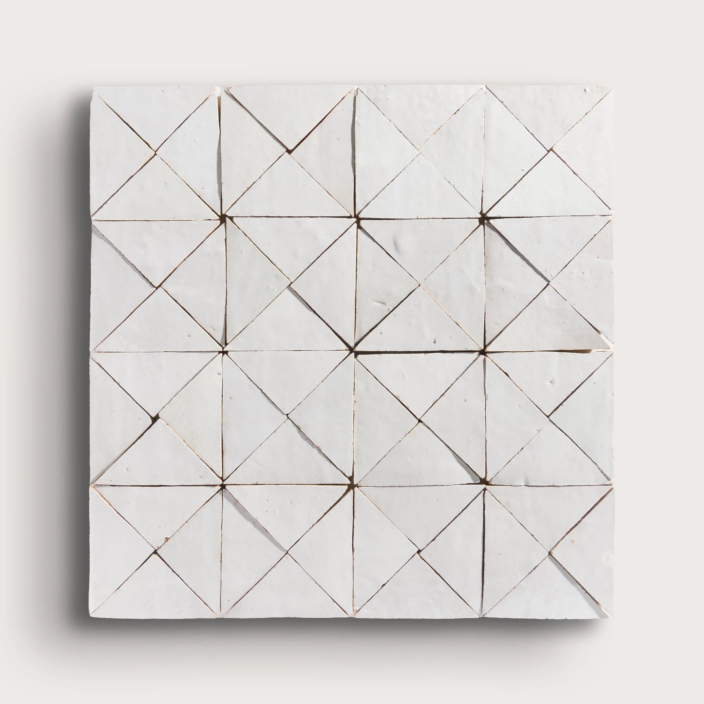 Snow White Triangle Mosaic Zellige Tile