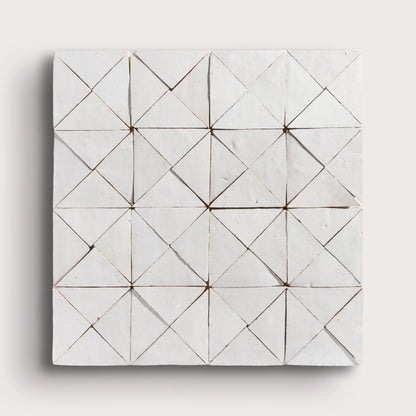 Snow White Triangle Mosaic Zellige Tile