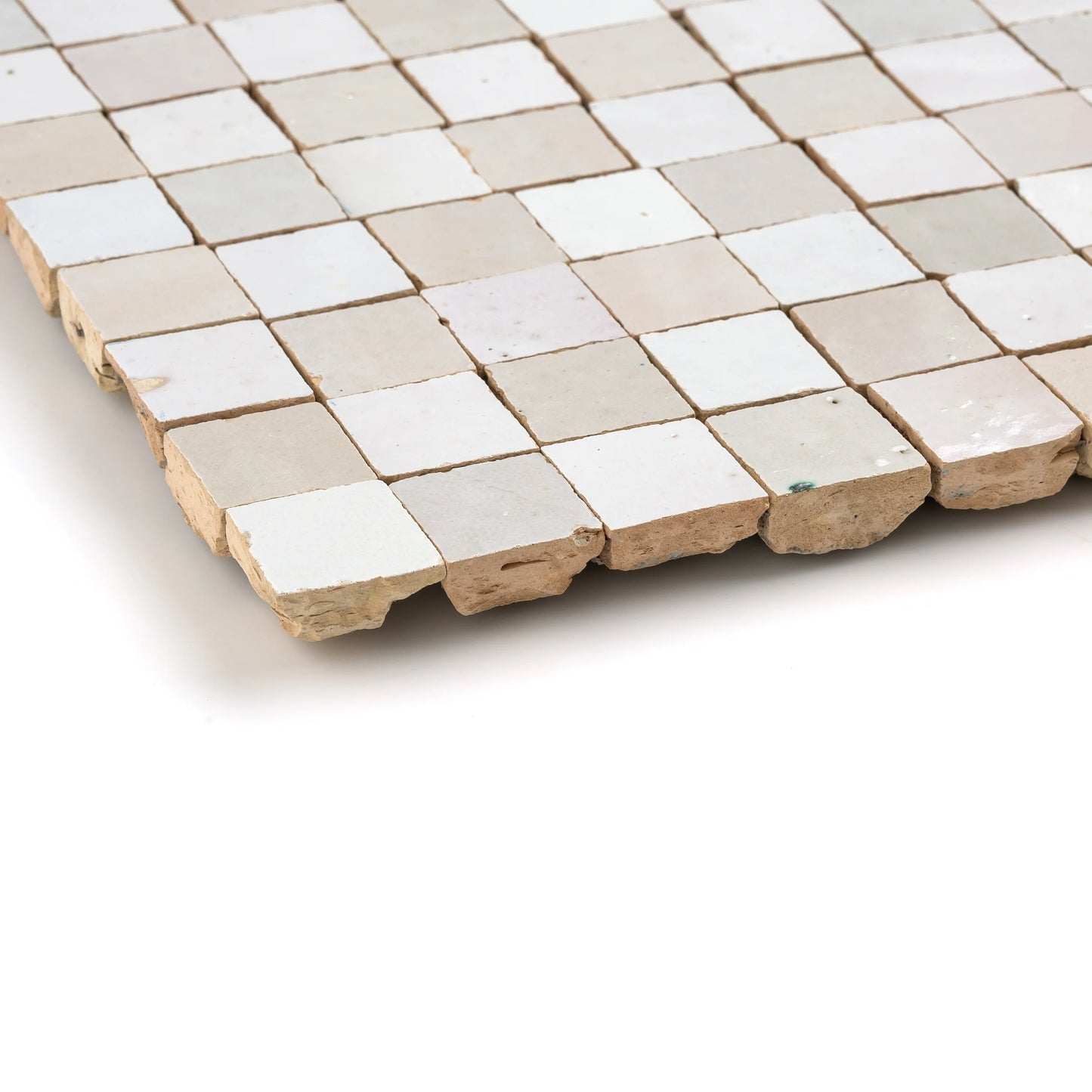 Snow & Natural White Zellige 1" Checkerboard Mosaic