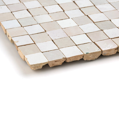 Snow & Natural White Zellige 1" Checkerboard Mosaic