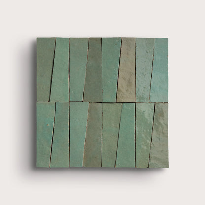Sea Green 1x4 Trapezoid Mosaic Zellige Tile