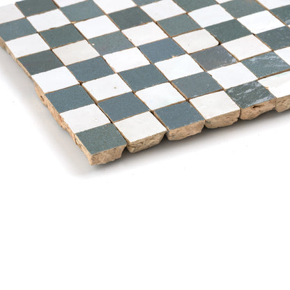 Snow & Steel Grey - 1" Checkerboard Mosaic
