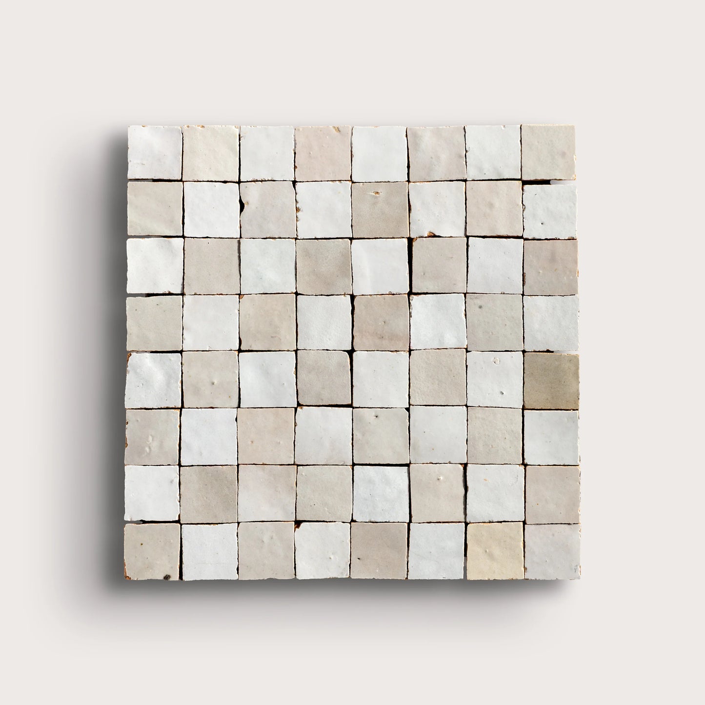 Snow & Natural White Zellige 1" Checkerboard Mosaic