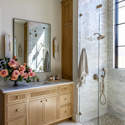 Snow White 2x6 Thin Bejmat Zellige Tile-Solids,Zellige Tile, installed on shower walls in bathroom-Riad Tile