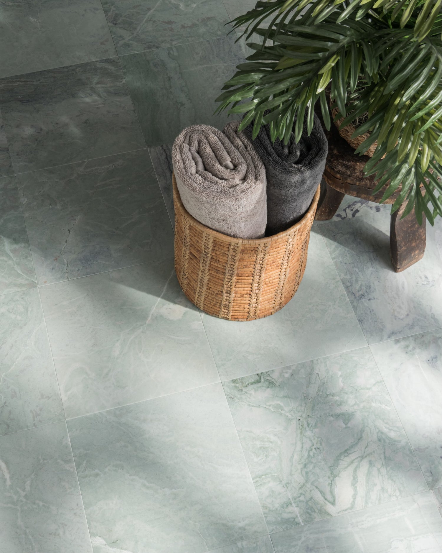 The New Green Scene: Introducing Mint and Monte Verde Marble, two new marbles each with a distinct interpretation of green. One light and luminous, the other rich and grounding. Explore our newest marble, available now. Swipe for more glorious greens. (image 3)